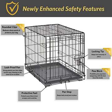 New World Newly Enhanced Single Door New World Dog Crate, Includes Leak-Proof Pan, Floor Protecting Feet, & New Patented Features, 24 Inch