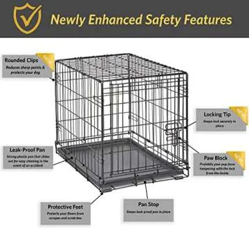 New World Newly Enhanced Single Door New World Dog Crate, Includes Leak-Proof Pan, Floor Protecting Feet, & New Patented Features, 24 Inch