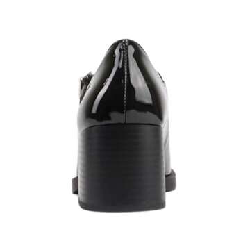 Soda Lance ~ Women Fashion Classic Mary Jane Pump Rounded Square Toe Low Block Heel Shoe (9, Black PAT, Numeric_9)