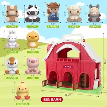 Farm Animals Big Barn Toy for 1 2 3 Year Old, Toddler Educational Montessori Toys, Farm Pretend Play...