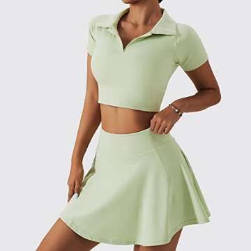 Tennis Dress for Women 2 Piece Skirt Sets High Waist Pleated Tennis Skirts with Built in Shorts and ...