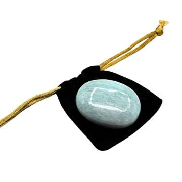 Amazonite Crystals and Healing Stones - Large Palm Stone Crystals Piedra - Crystal for Good Luck, Balanced Positive Energy, Meditation - Unique Stocking Stuffers and Birthday Gifts for Women, Men