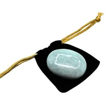 Amazonite Crystals and Healing Stones - Large Palm Stone Crystals Piedra - Crystal for Good Luck, Balanced Positive Energy, Meditation - Unique Stocking Stuffers and Birthday Gifts for Women, Men