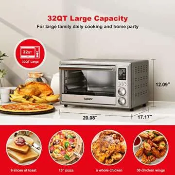 Galanz GT12SSDAN18 Digital Fry & Rotisserie Combo 8-in-1 Air Fryer Toaster Oven