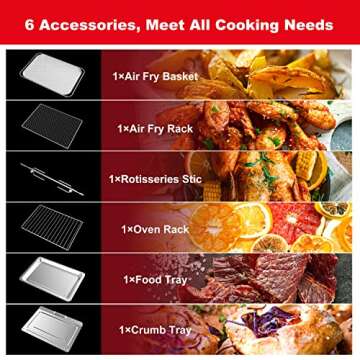 Galanz GT12SSDAN18 Digital Fry & Rotisserie Combo 8-in-1 Air Fryer Toaster, Convection Oven with Pizza & Dehydrate, 4 Accessories Included, 1800W, 26 Quart Large, Stainless Steel, 30L, 2 knobs