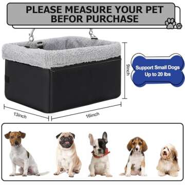 NOVOLAB Dog Car Seat for Small Dogs Under 20lbs, Dog Booster Seat with Metal Frame Construction Doub...