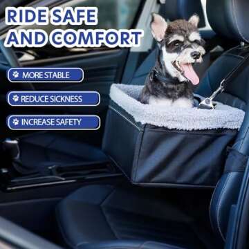 NOVOLAB Dog Car Seat for Small Dogs Under 20lbs, Dog Booster Seat with Metal Frame Construction Double-Layer Oxford Puppy Car Seats with Safety Leash Perfect for Small Pets Dogs Cats