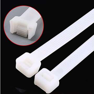 Large zip ties 24 inch white heavy duty zip ties for outdoor use 50 pcs strong extra long cable ties...