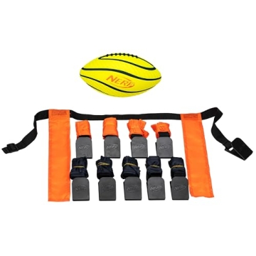 Nerf 10 Player Flag Football Belts + Football Set - Youth Flag Football Belts + Junior Foam Football...
