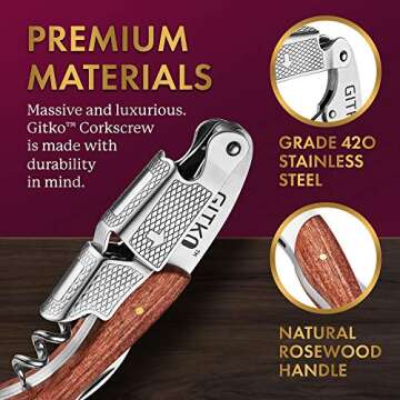 Wine Opener & Waiters Corkscrew-With a Comfortable Rosewood handle – Wine And Beer Bottle Opener F...