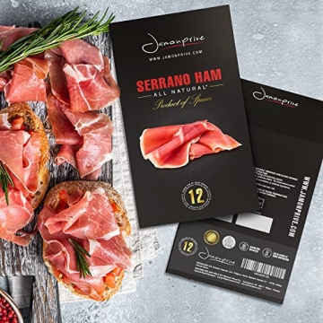 Premium Spanish Serrano Ham Sliced, All-Natural & Gluten Free