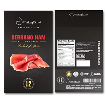 Premium Spanish Serrano Ham Sliced, All-Natural & Gluten Free