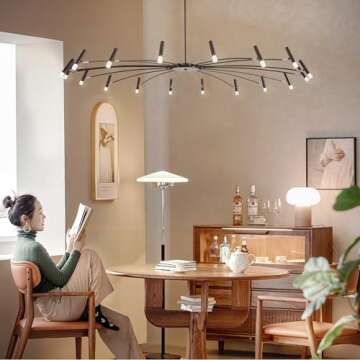 ZitoStory LED Sputnik Chandeliers Modern Large Chandelier Light Fixture Black dimmable Lighting 15-L...