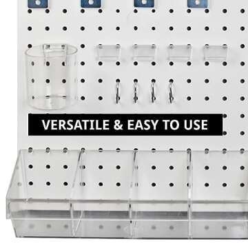 Azar Displays, 900945-WHT, 70 Piece Pegboard Organizer, Wall Mount Peg Board Combination Panel Kit for Bedroom, Craft Room, Study, Office or Garage, Assorted Accessories Hooks and Bins, 27"x22", White