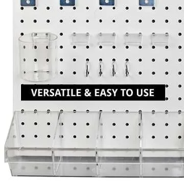 Azar Displays, 900945-WHT, 70 Piece Pegboard Organizer, Wall Mount Peg Board Combination Panel Kit for Bedroom, Craft Room, Study, Office or Garage, Assorted Accessories Hooks and Bins, 27"x22", White