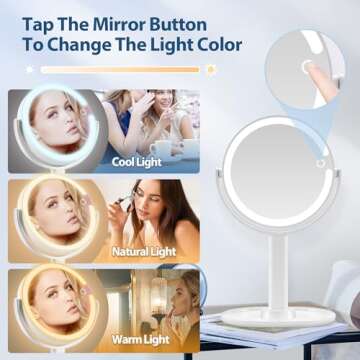 MIYADIVA Lighted Makeup Mirror - 20X Magnifying, Adjustable Brightness, Travel-Friendly