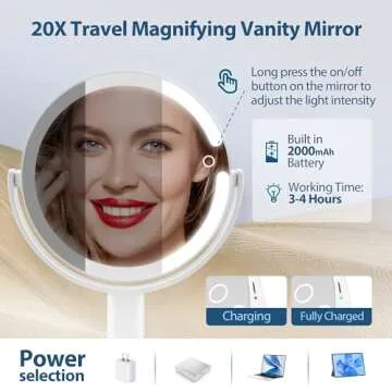 MIYADIVA Lighted Makeup Mirror 20X Magnification