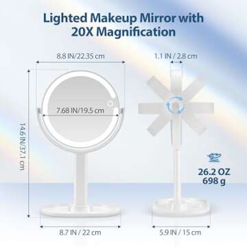 MIYADIVA Lighted Makeup Mirror 20X Magnification