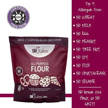 gfJules Certified Gluten Free All Purpose Flour | No Grit | Great Cup for Cup Baking Alternative to Regular Flour, Voted #1 by Gluten Free & Celiac Consumers, 4.5LB Pouch