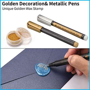 CHUHUAYUAN Wax Seal Stamp Kit with Gift Box, 24 Colors and 624 Pcs Wax Seal Beads with Wax Seal Stamp, Sealing Wax Warmer, Wax Seal Metallic Pen and Envelope, Wax Seal Kit for Gift and Decoration