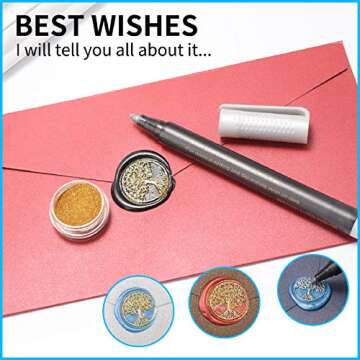 CHUHUAYUAN Wax Seal Stamp Kit with Gift Box, 24 Colors and 624 Pcs Wax Seal Beads with Wax Seal Stamp, Sealing Wax Warmer, Wax Seal Metallic Pen and Envelope, Wax Seal Kit for Gift and Decoration