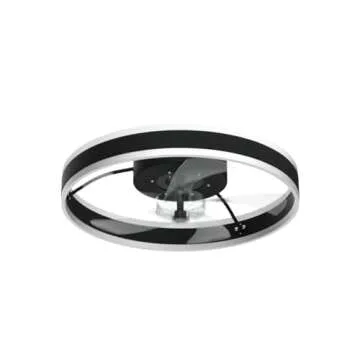 AHAWILL Fandelier Ceiling Fans with Lights and Remote,Modern Flush Mount Ceiling Fan with Light 6 Speeds Timing,Low Profile Ceiling Fans for Bedroom,Study,Dining Room,etc.(19.7" Black)