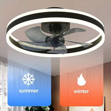 AHAWILL Fandelier Ceiling Fans with Lights and Remote,Modern Flush Mount Ceiling Fan with Light 6 Speeds Timing,Low Profile Ceiling Fans for Bedroom,Study,Dining Room,etc.(19.7" Black)