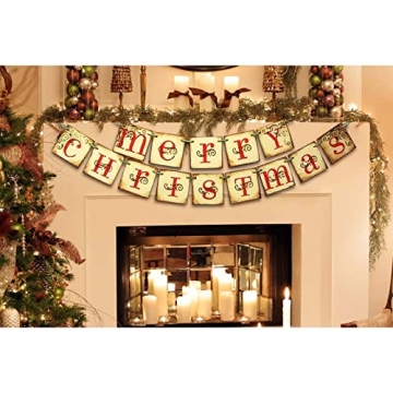 Vintage Merry Christmas Banner for Holiday Decor