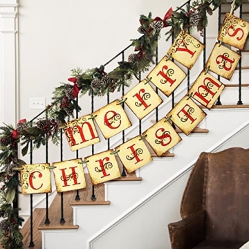 Vintage Merry Christmas Banner for Holiday Decor
