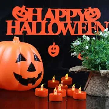 Tappovaly LED Tea Lights: 24 Orange Votive Candles