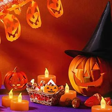 Tappovaly LED Tea Lights: 24 Orange Votive Candles