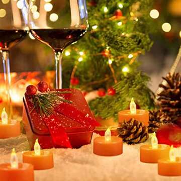 Tappovaly LED Tea Lights: 24 Orange Votive Candles