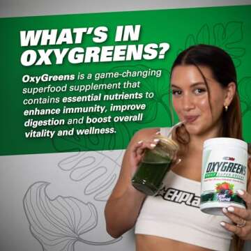 EHP Labs OxyGreens Super Greens Powder - Spirulina & Chlorella Superfood, Green Juice Powder & Green...