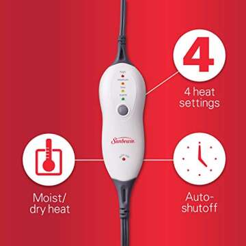 Sunbeam Neck & Shoulder Heating Pad - Pain Relief with 4 Settings