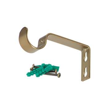 Ivilon Fixed Brackets for Curtain Rods - for 1 or 1 1/8 Inch Rods. Set of 2 - Warm Gold