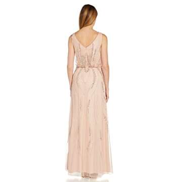 Adrianna Papell Women's Beaded Blouson Dress, Blush, 8