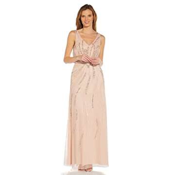 Adrianna Papell Women's Beaded Blouson Dress, Blush, 8