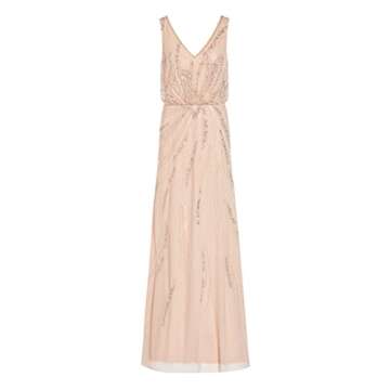 Adrianna Papell Women's Beaded Blouson Dress, Blush, 8