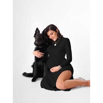 Elegant Maternity Long Sleeve Bodycon Dress for Events