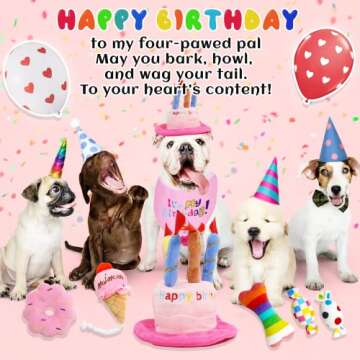 lilfrd Dog Birthday Toys, Birthday Gift for Dogs, Happy Birthday Dog Toy Girl, Squeaky Plush Birthda...