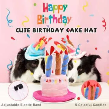 lilfrd Dog Birthday Toys, Birthday Gift for Dogs, Happy Birthday Dog Toy Girl, Squeaky Plush Birthday Cake Hat Bandana for Dog Birthday Party, Birthday Gift for Small & Medium Dog, 9 Pack Pink