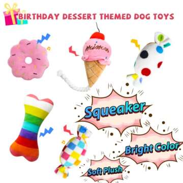 lilfrd Dog Birthday Toys, Birthday Gift for Dogs, Happy Birthday Dog Toy Girl, Squeaky Plush Birthday Cake Hat Bandana for Dog Birthday Party, Birthday Gift for Small & Medium Dog, 9 Pack Pink