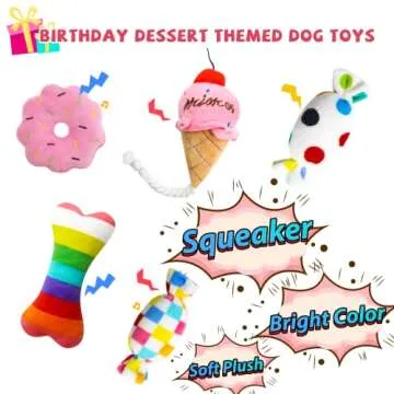 lilfrd Dog Birthday Toys, Birthday Gift for Dogs, Happy Birthday Dog Toy Girl, Squeaky Plush Birthday Cake Hat Bandana for Dog Birthday Party, Birthday Gift for Small & Medium Dog, 9 Pack Pink