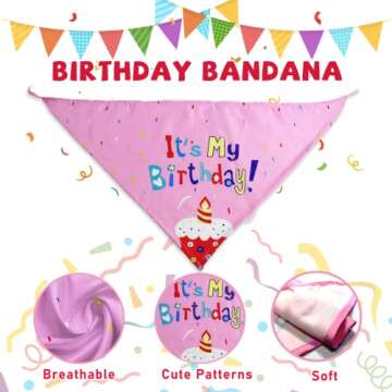 lilfrd Dog Birthday Toys, Birthday Gift for Dogs, Happy Birthday Dog Toy Girl, Squeaky Plush Birthday Cake Hat Bandana for Dog Birthday Party, Birthday Gift for Small & Medium Dog, 9 Pack Pink