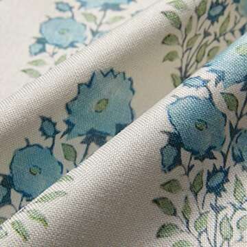 BLESFEST Pack of 2, Blue Floral Pillow Cover 18 x 18 Inch Mughal Flower Throw Pillow Cover Linen Farmhouse Pillow Case Cushion Covers for Sofa Couch Living Room