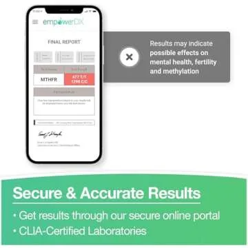 empowerDX MTHFR Gene Test Kit, Methylation Test, Easy at-Home Test Detects Presence of 677 and 1298 MTHFR Gene Variants, Ages 2+, Fast Results Within 6 Days