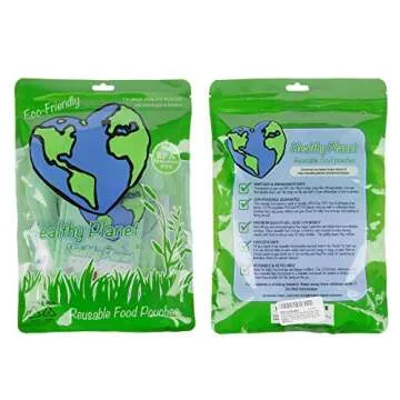 Healthy Planet Solutions Reusable Food Pouches Clear Plastic Storage | Washable Freezable Refillable Resealable | Double Leak Proof Zipper | Excellent Baby Food Storage