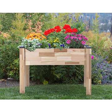 CedarCraft Elevated Cedar Planter (23" X 49" X 30") - Grow Fresh Vegetables, Herb Gardens, Flowers & Succulents. Beautiful Raised Garden Bed for a Deck, Patio or Yard Gardening. No Tools Required.