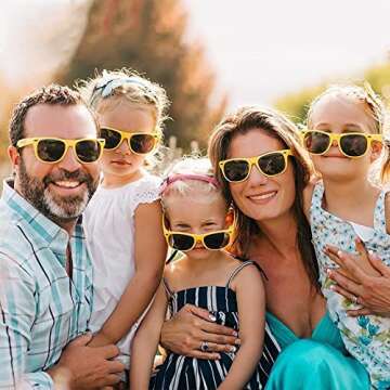 12 Pack Yellow Party Sunglasses Bulk, Classic Retro Unisex Adult Glasses
