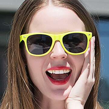 12 Pack Yellow Party Sunglasses Bulk, Classic Retro Unisex Adult Glasses
